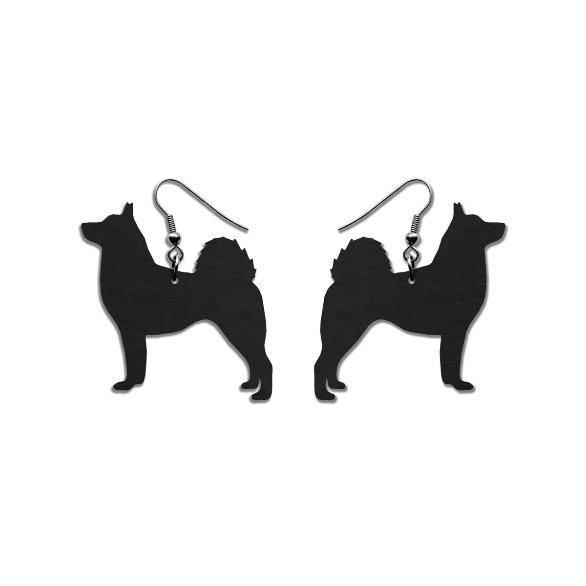 Buhund norjanpystykorva norjanpaimenkoira korvakorut kotimainen musta koivuvaneri ruostumaton teräs